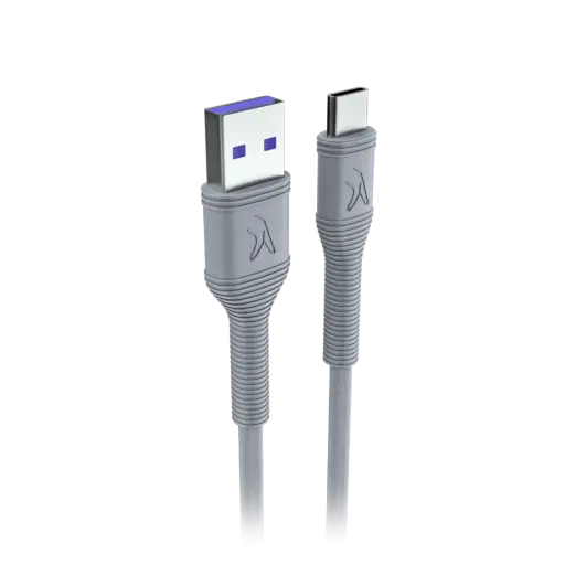 [BWFINC1001] FINGERS USB Type C Cable 2 A 1 m FSS-C5A  (Compatible with Mobile, Smartphone, Charging, Data Transfer, Steel Grey, One Cable) 