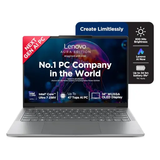 [BWLEL1090] LENOVO Yoga Slim 7i (Aura Edition) CORE ULT7 258V / AI PC / 32GB,1TB SSD / WINDOWS 11 HOME 64 SL / OFFICE H&S 2024 / 14" WUXGA (1920x1200) OLED 600nits (peak) / 400nits (typical) Glossy, 100% DCI-P3, 60Hz, Eyesafe®, Dolby Vision®, DisplayHDR™ True Black 500, X-Rite® / Luna Grey / 1.19kg, 83JX001MIN