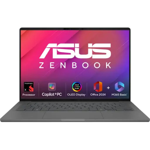 [BWASL1076] ASUS Snapdragon X X1 26 100 (16GB/512GB/Qualcomm Adreno GPU/14.0" WUXGA/Windows 11 Home/Office Home 2024 + M365 Basic (1 Year Validity)*), UX3407QA-QD259WS