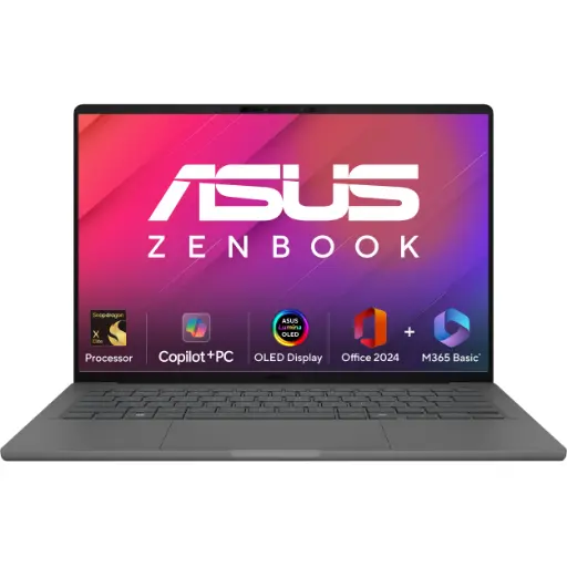 [BWASL1077] ASUS Snapdragon X Elite X1E 78 100 (16GB/512GB/Qualcomm Adreno GPU/14.0" WUXGA/Windows 11 Home/Office Home 2024 + M365 Basic (1 Year Validity)*), UX3407RA-QD061WS