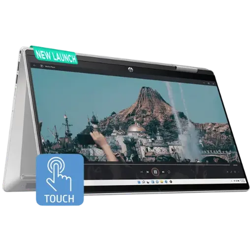 [BWHPL1108] HP Intel 14th Gen Core 3-100U/(8GB DDR4/512 GB SSD)Intel Iris Xe /WIN 11 + MSO 2024/Zenvo Pen Natural Silver 2, Backlit KBD,  B&O Audio+ TNR + 5 MP Camera /Touch/14 FHD IPS 300 nits Narrow Border / Natural Silver, 14-ek2033TU