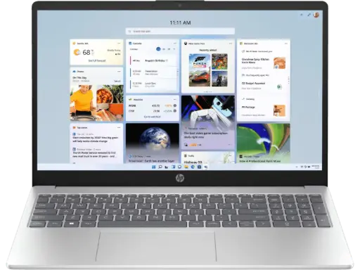 [BWHPL1135] HP Laptop 39.6 cm (15.6),AMD Ryzen™ 5-7430U, AMD Radeon™ Graphics, 16 GB DDR4-3200, 512 GB SSD, Wi-Fi 6, Bluetooth® 5.3, Windows 11 Home, 1.59 kg, Silver, 15-fc0389AU