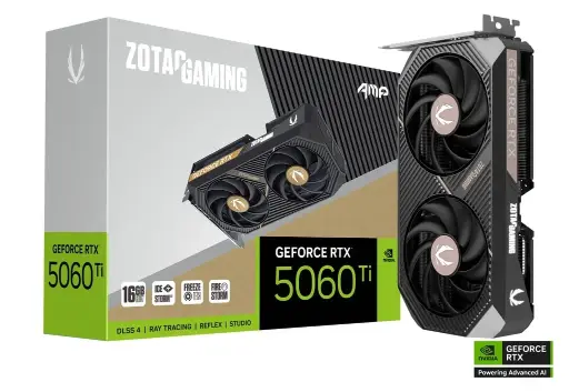 [BWZCGP1023] ZOTAC GAMING GeForce RTX 5060TI 16GB AMP Graphics Card, ZT-B50620F-10M 