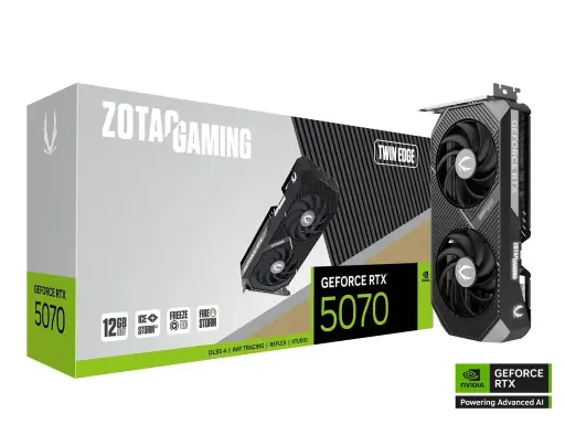 [BWZCGP1024] ZOTAC GAMING GeForce RTX 5070 Twin Edge 12GB DUAL FAN Graphics Card, ZT-B50700E-10P 