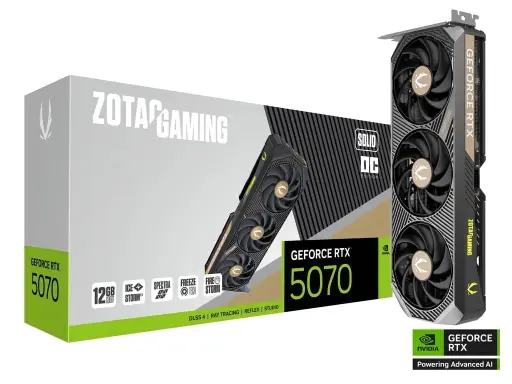 [BWZCGP1028] ZOTAC GAMING GeForce RTX 5070 SOLID OC Graphics Card, ZT-B50700J-10P