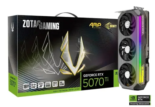[BWZCGP1030] ZOTAC GAMING GeForce RTX 5070TI AMP Extreme INFINITY 16GB TRIPLE FAN Graphics Card, ZT-B50710B-10