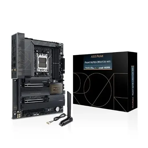 [BWASMB1043] ASUS ProArt X670E-CREATOR WiFi, AMD X670 (Ryzen AM5) ATX Motherboard, 16+2 Power Stages, PCIe® 5.0 Ready, DDR5 Support, USB4®, 10 Gb & 2.5 Gb LAN, WiFi 6E, Four M.2 Slots
