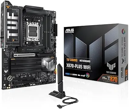 [BWASMB1044] ASUS TUF Gaming X870-PLUS WiFi AMD AM5 X870 ATX Motherboard, 16+2+1, 80A SPS Power Stages, DDR5, PCIe 5.0 Ready, Four M.2 Slots, Wi-Fi 7, 2.5Gb LAN, HDMI, USB4® 40Gbps, SATA 6 Gbps, USB 20Gbps Type-C