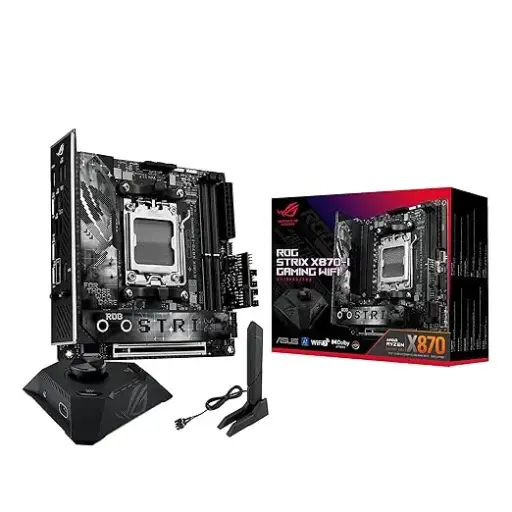 [BWASMB1045] ASUS ROG STRIX X870-I GAMING WIFI AMD AM5 X870 Mini ITX motherboard 10+2+1 power stages, Dynamic OC Switcher, Core Flex, DDR5 AEMP, WiFi7, 2x M.2, PCIe®5.0, Q-Release Slim, USB4, AI OCing & Networking