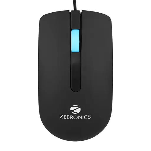 [BWZM1002] ZEBRONICS Juggle Wired Optical Mouse with 3 Buttons, High Precision, 1200 DPI, Works on Most Surfaces, USB Interface, 1m Cable Length 