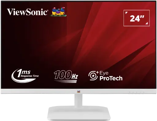 [BWVSMON1015] ViewSonic (USA Brand) VA2432-MH-W 60.96Cm (24") Full HD Super Clear IPS White Monitor, 100Hz,1ms, Superior Color Rendering, 105% sRGB, Dual Speakers, HDMI, VGA, Eye ProTech