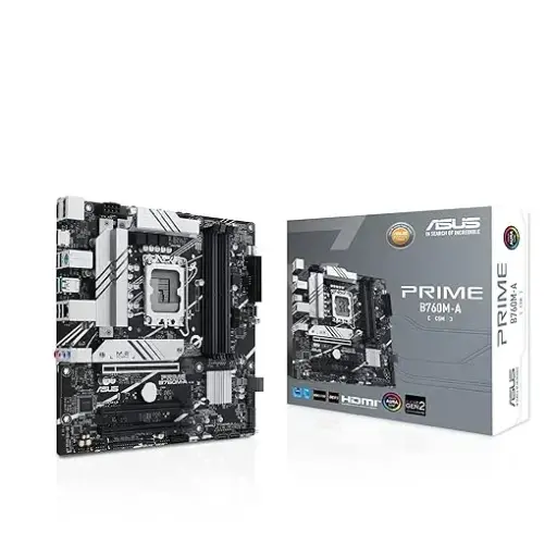 [BWASMB1010] ASUS PRIME B760M-A Intel B760(LGA1700)(13th and 12th Gen)mATX motherboard,PCIe 4.0,DDR5, 2xM.2 slots,2.5Gb LAN, DP, Dual HDMI®, SATA 6 Gbps, rear USB 3.2 Gen 2, front USB 3.2 Gen 1 Type-C®, Aura Sync -PRIME B760M-A D5